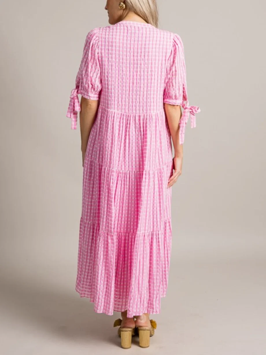 TONAL GINGHAM MIDI DRESS - Image 4