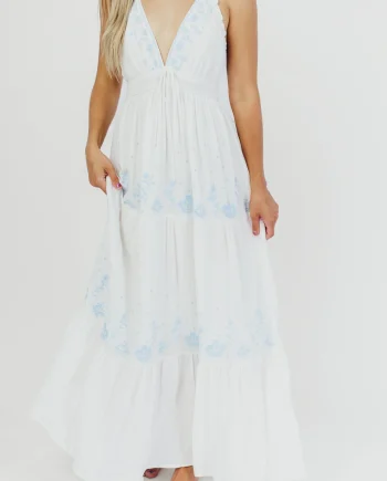 Lena Embroidered Maxi Dress (Off-White)