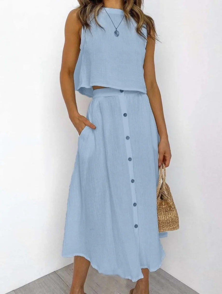Casual Front Buttons Vest Suit - Image 3