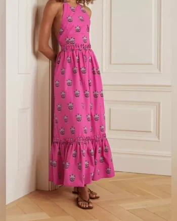 Salena Printed Cotton Halterneck Dress