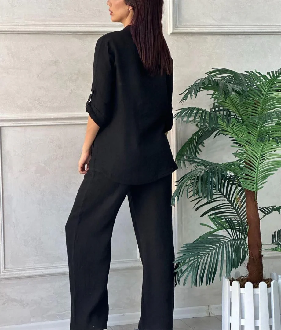 Women's Cotton & Linen Shirt Co-ord Set - Image 8