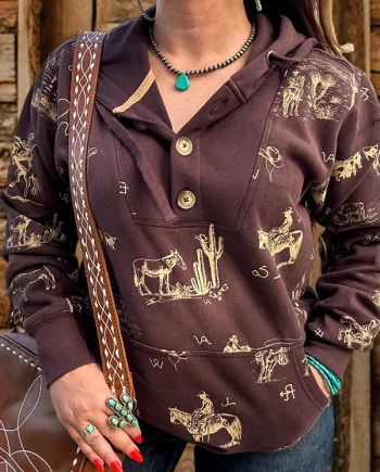 Wild West Button Hoodie