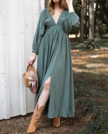 Plunge V-Neck Maxi Dress