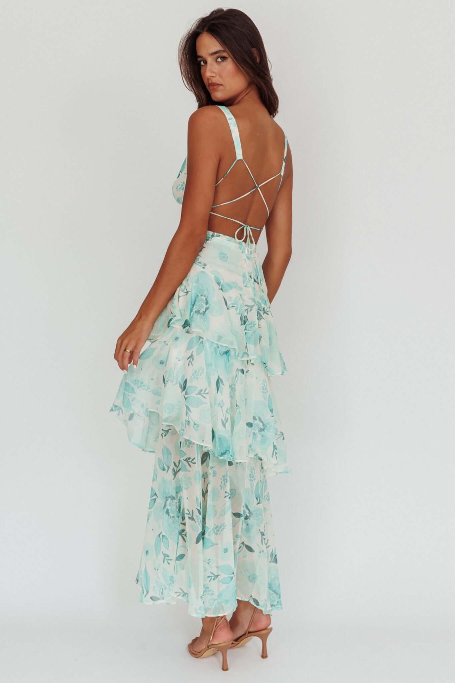 Strappy Back Ruffle Midi Dress - Image 9