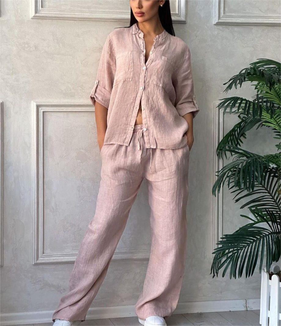 Women's Cotton & Linen Shirt Co-ord Set - Image 5
