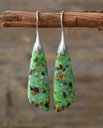 Natural stone pendant earrings