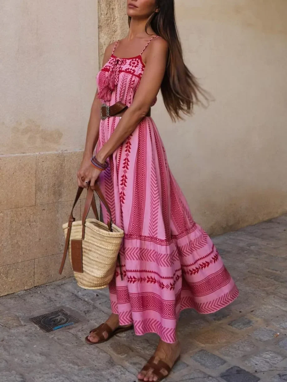 Ethnic Style Crochet Patchwork Knitted Slip Maxi Dress - Image 5