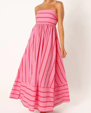 Striped Suspender Maxi Dress