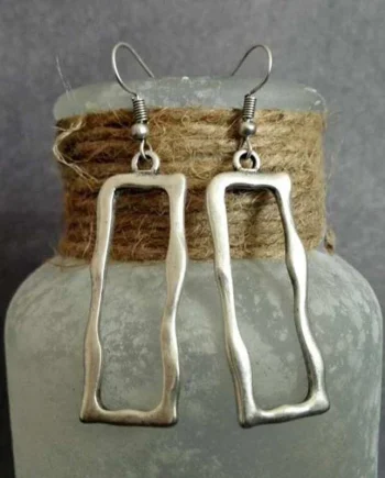 Vintage Rectangular Silver Earrings