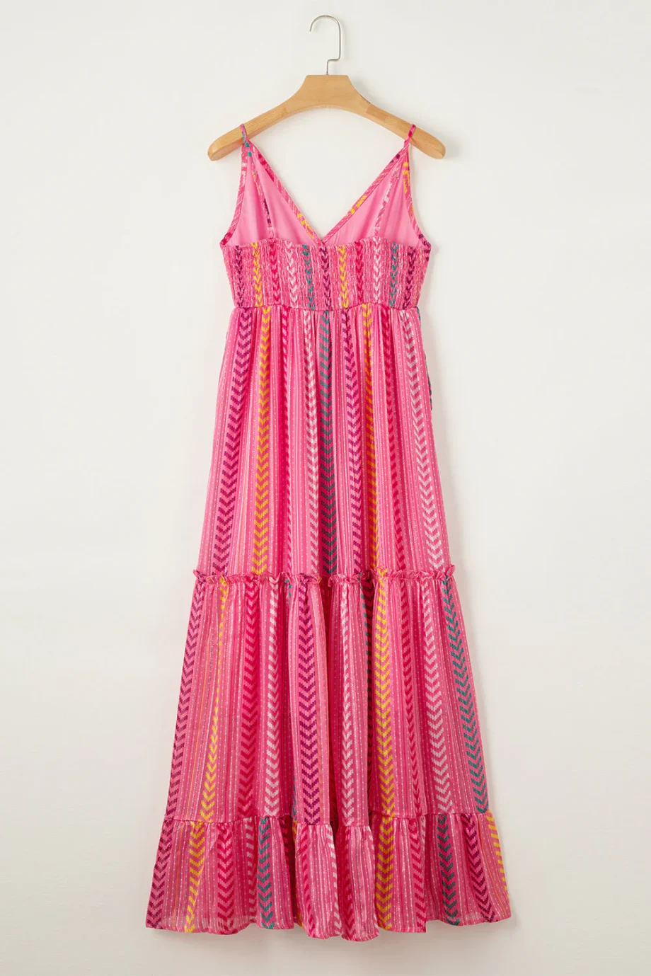 Pink Western Printed Tassel Tie V Neck Wrap Maxi Dress - Image 13