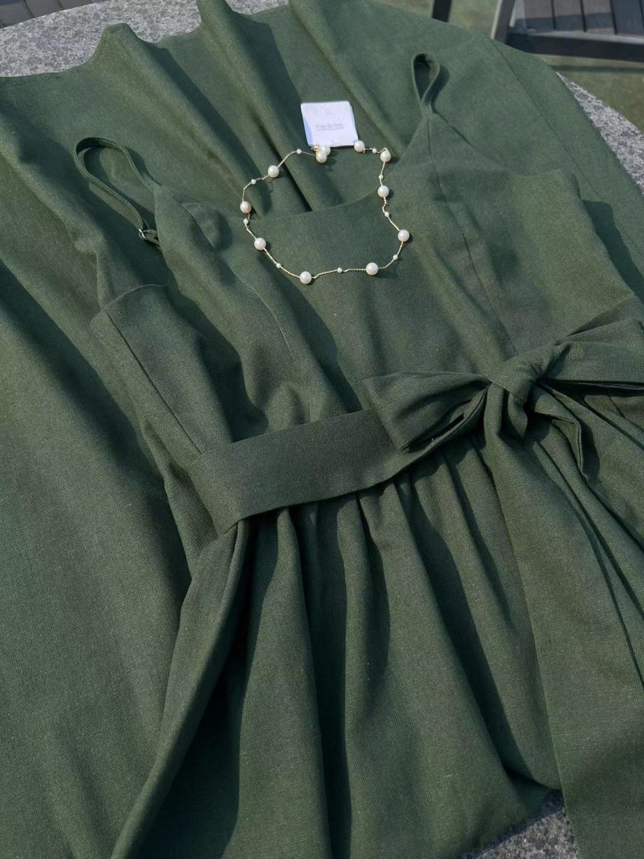 Atrovirens Casual Linen Slip Dress - Image 10
