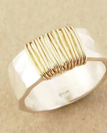 Vintage Golden Threads Silver Ring