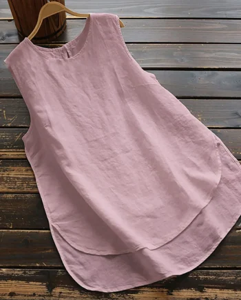 Cotton Sleeveless Paneled Shirts & Tops