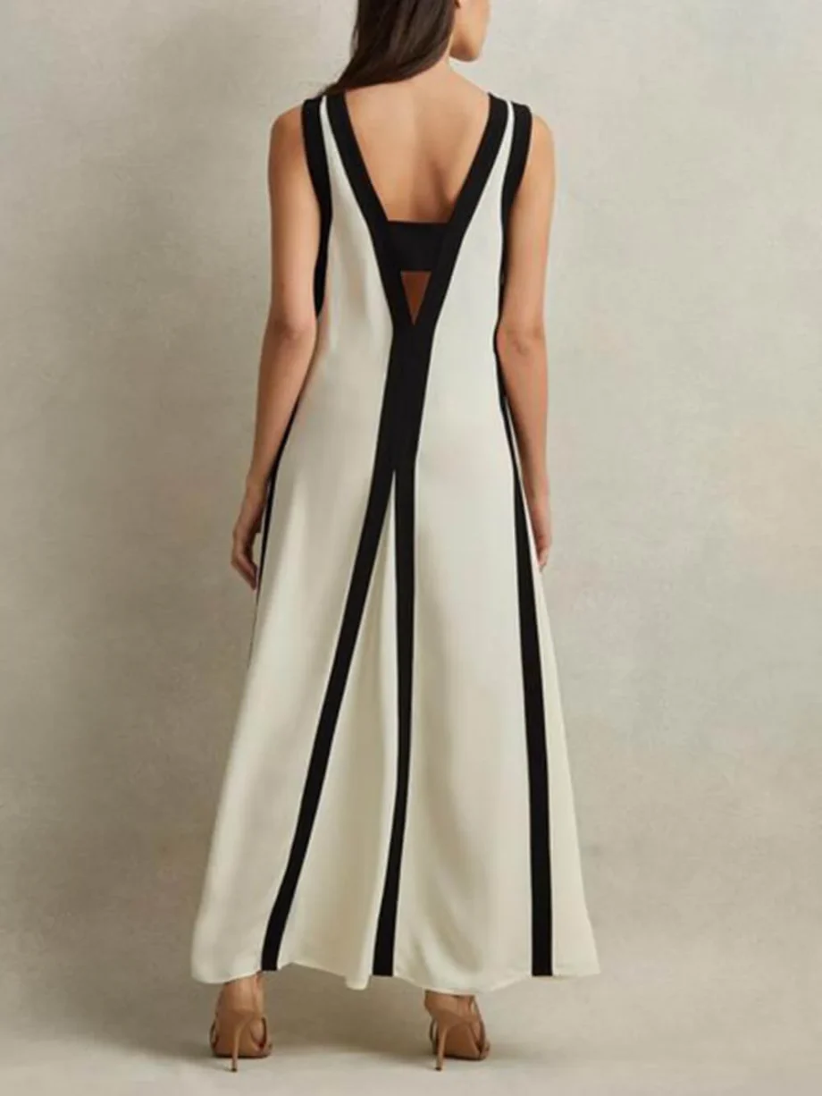Reversible Style Colorblock A-Line Maxi Dress - Image 5