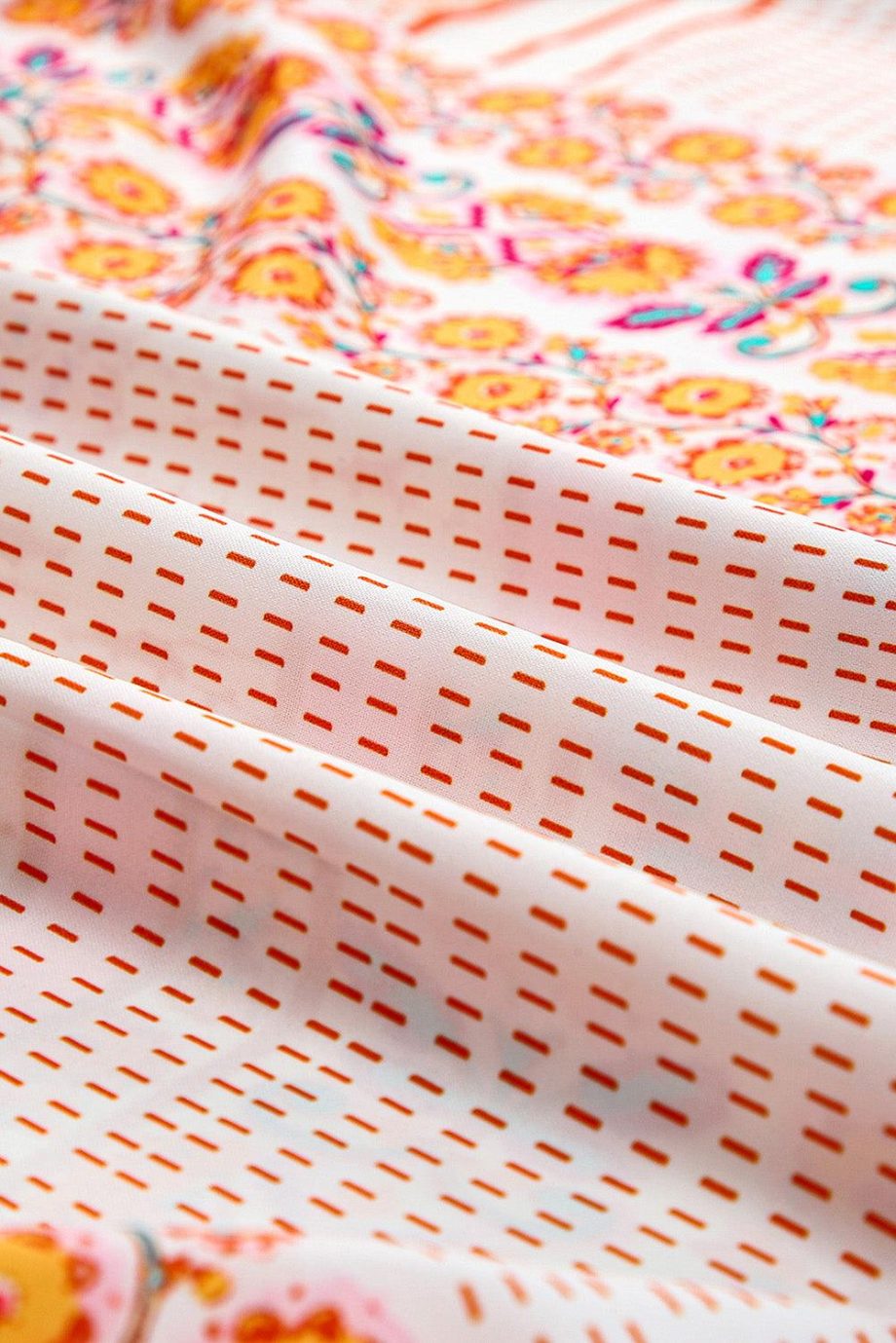 Multicolor Boho Patchwork Print Square Neck Sundress - Image 13