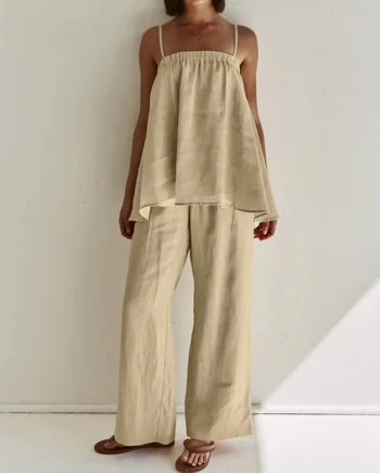 Chic suspender casual two-piece set