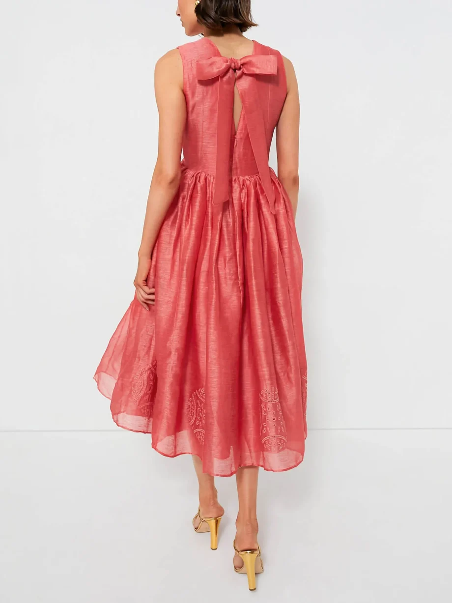 Exquisite Embroidered V-Neck Slim Midi Dress - Image 4
