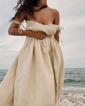 Chic V-neck strapless backless dress