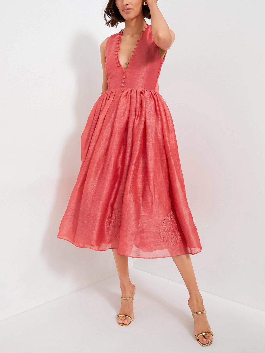 Exquisite Embroidered V-Neck Slim Midi Dress - Image 5