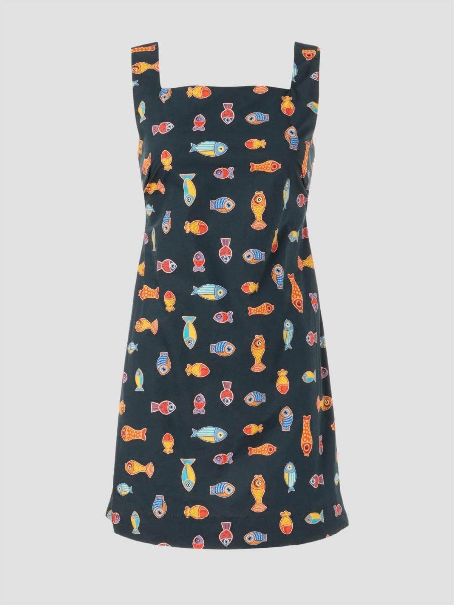 Fish Print Playful Mini Dress - Image 5
