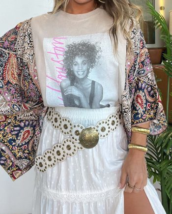 Whitney Houston Mix & Match Tee Beige Floral