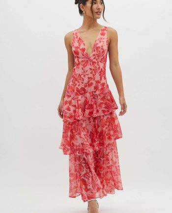 Strappy Back Ruffle Midi Dress