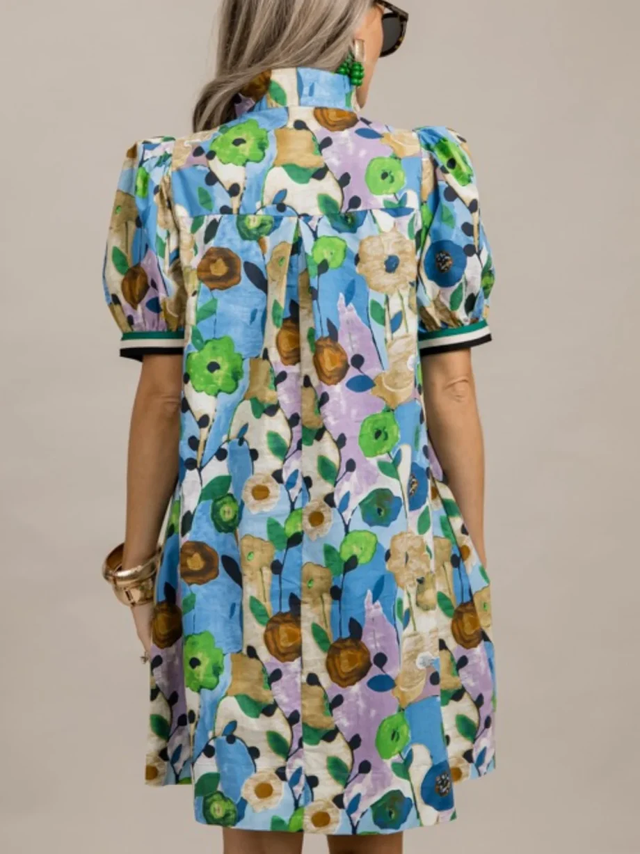 Stripe Accent Floral Dress - Image 11
