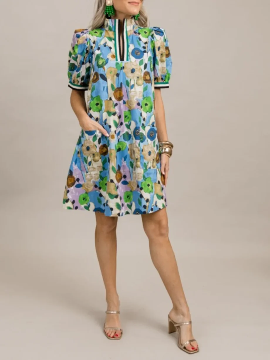 Stripe Accent Floral Dress - Image 8