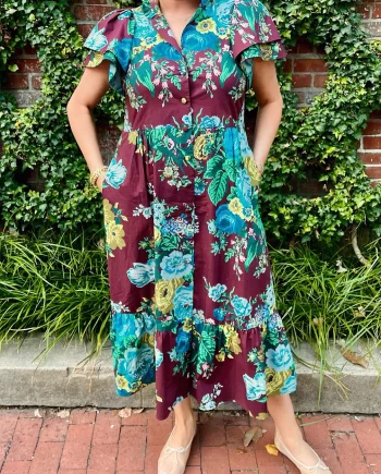 Oxblood Verdant Floral Alice Dress