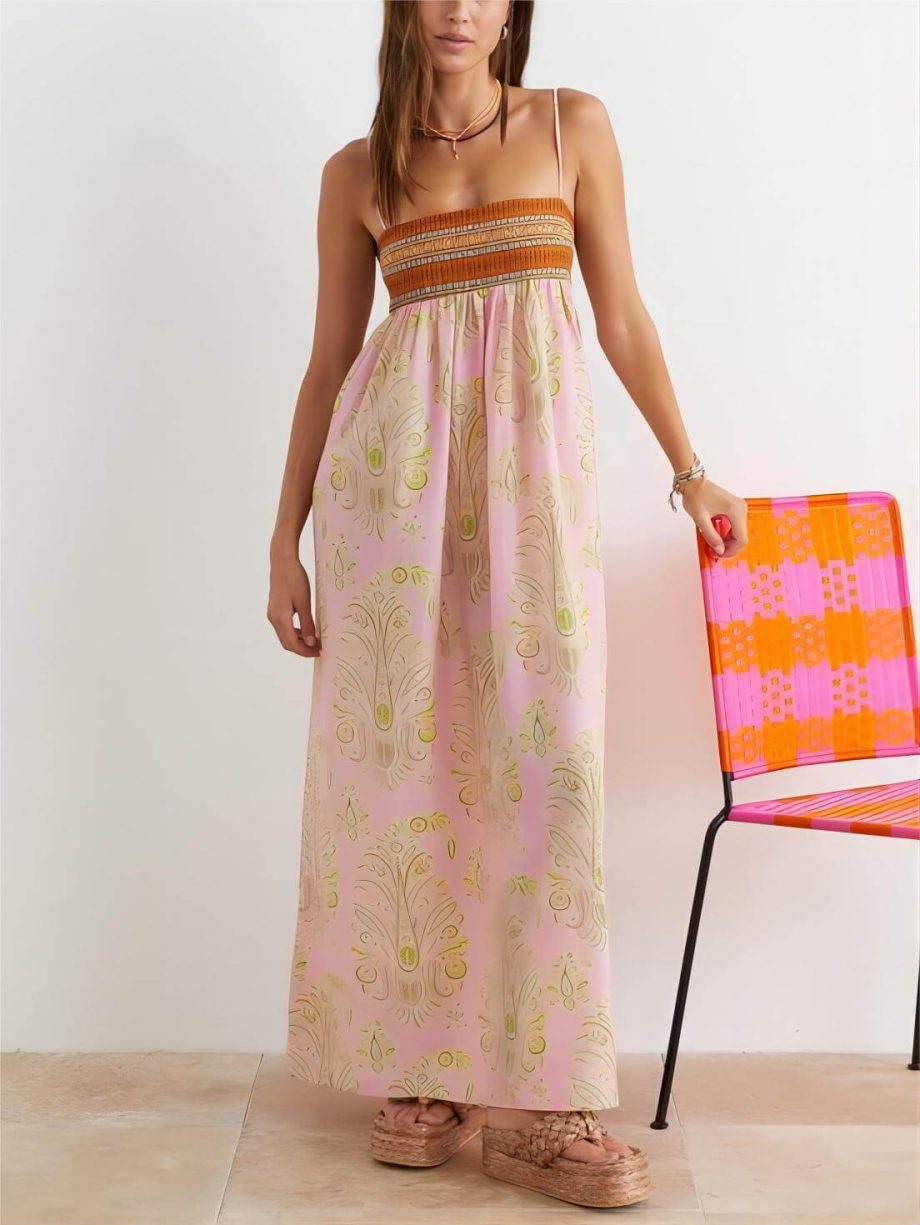 Bosnian Folk Floral Thin Strap Midi Dress - Image 2