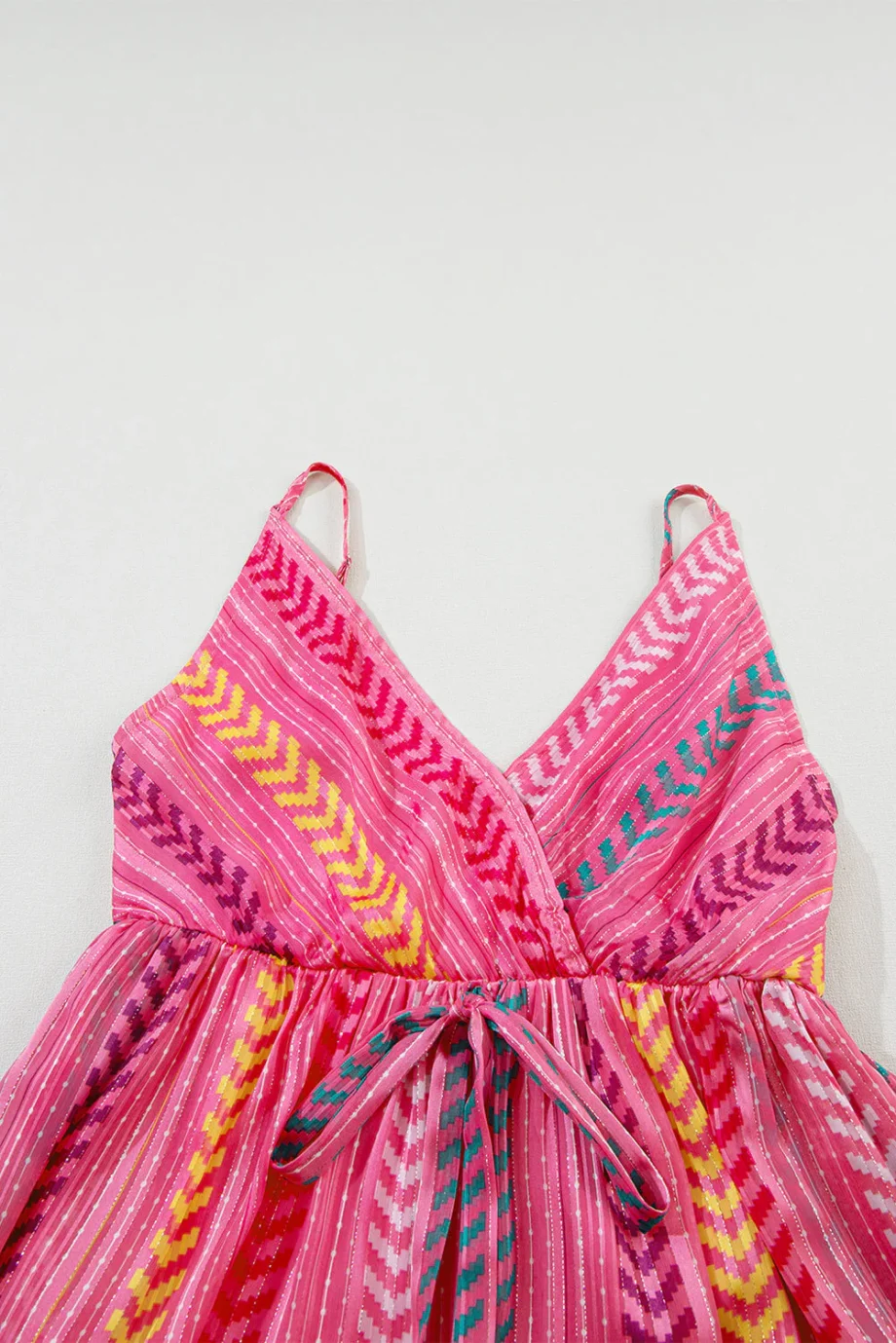 Pink Western Printed Tassel Tie V Neck Wrap Maxi Dress - Image 18