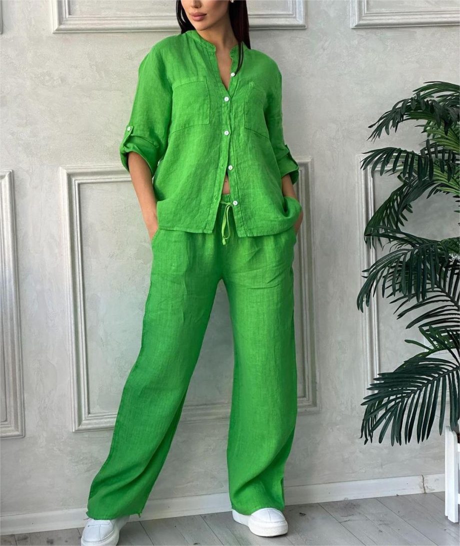 Women's Cotton & Linen Shirt Co-ord Set - Image 2