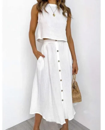 Casual Front Buttons Vest Suit