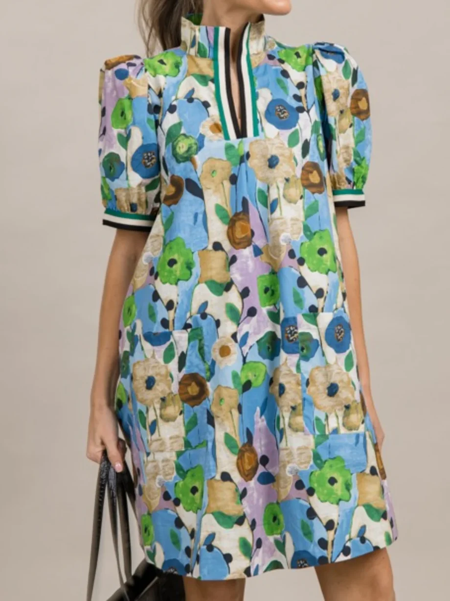 Stripe Accent Floral Dress - Image 9