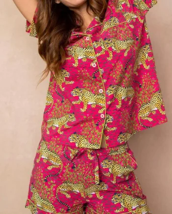 Animal Print Women's Home Short Sleeve Shorts Set