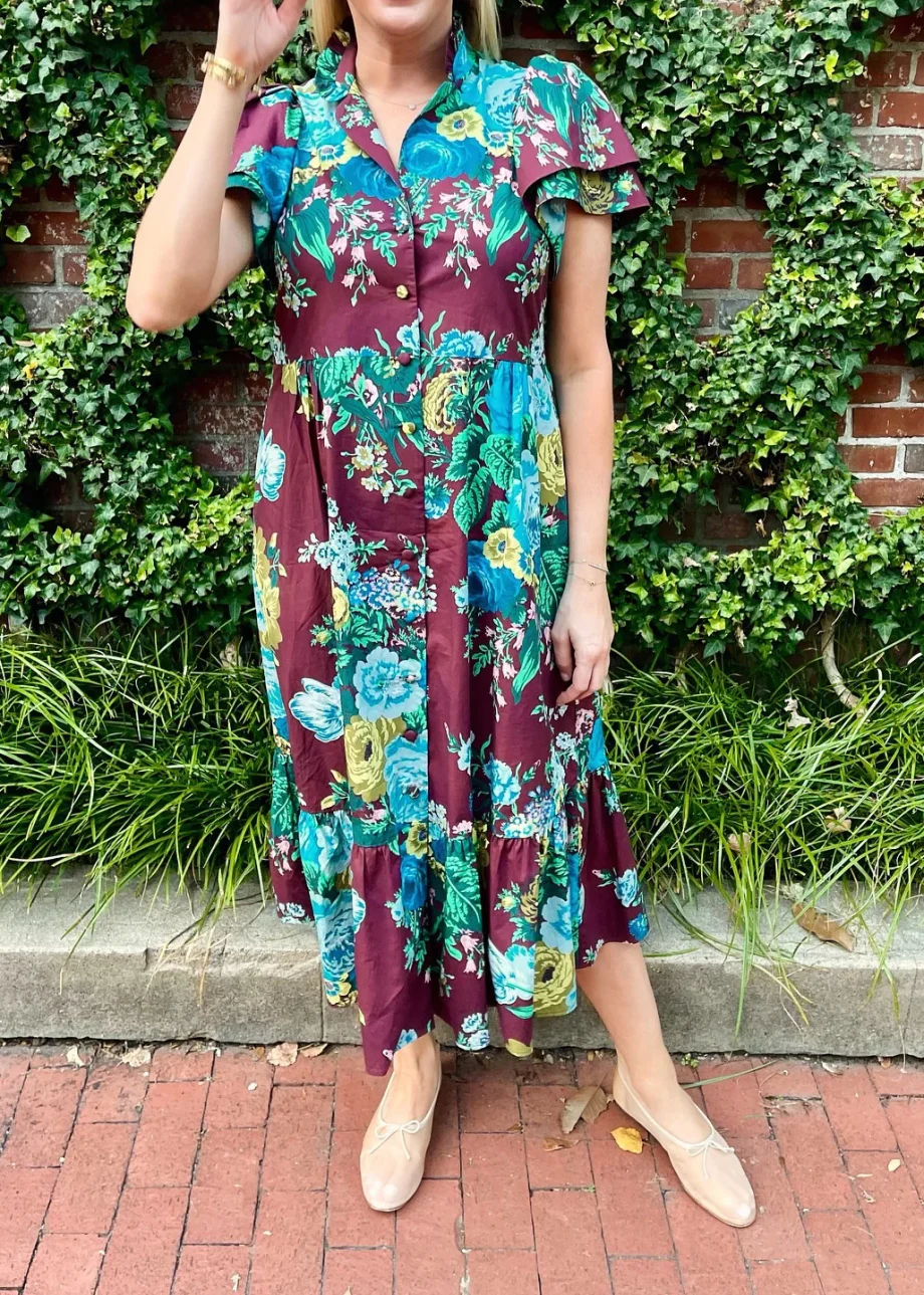 Oxblood Verdant Floral Alice Dress - Image 3