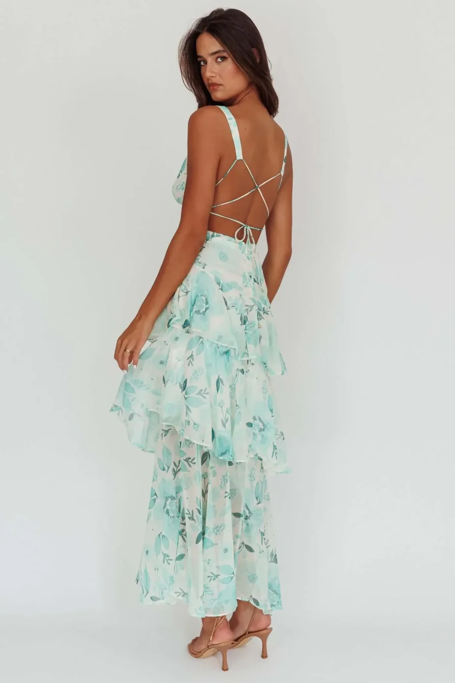 Strappy Back Ruffle Midi Dress - Image 11