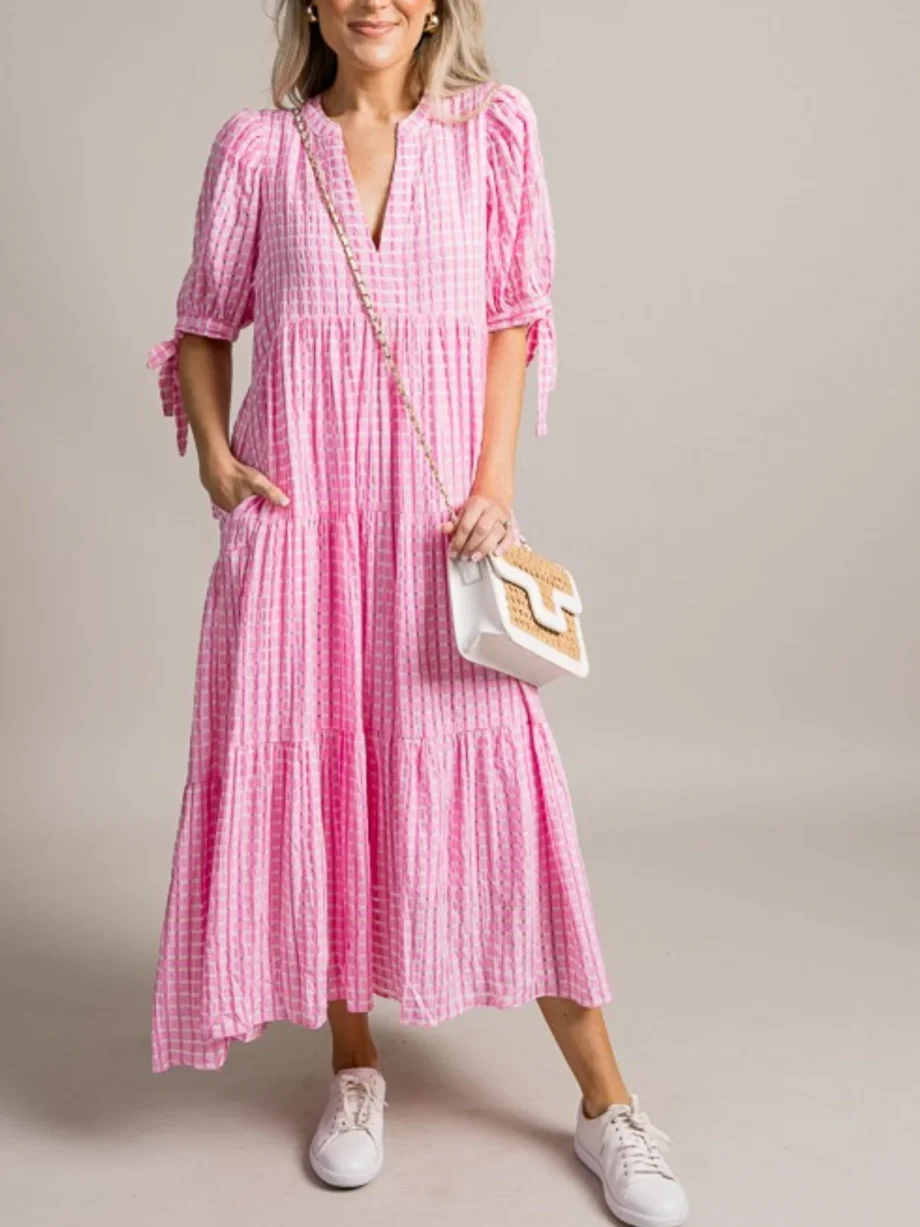 TONAL GINGHAM MIDI DRESS - Image 3