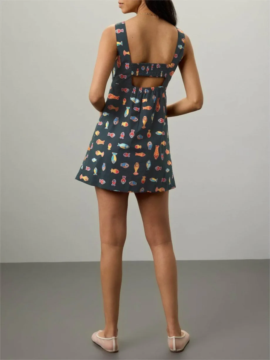 Fish Print Playful Mini Dress - Image 3