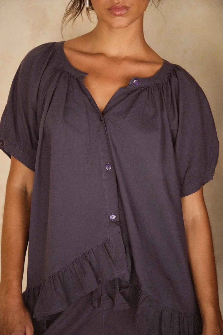 Solid color ruffle loose suit - Image 11
