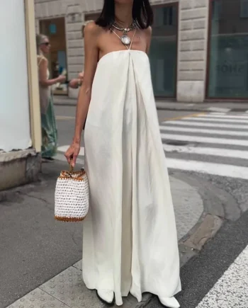 Unique Halter Neck Pleated Jumpsuit