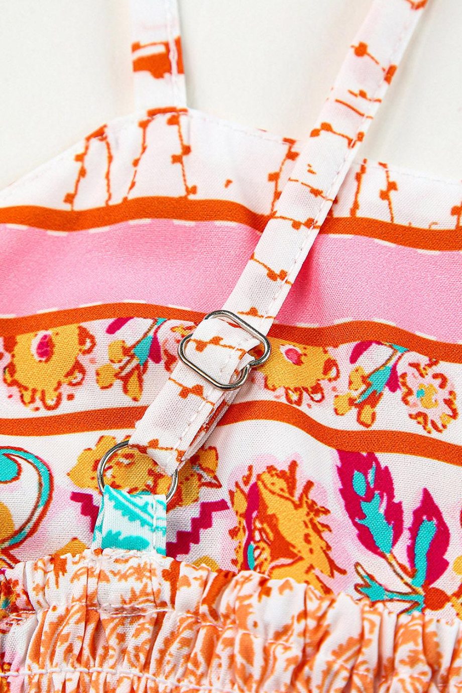 Multicolor Boho Patchwork Print Square Neck Sundress - Image 12