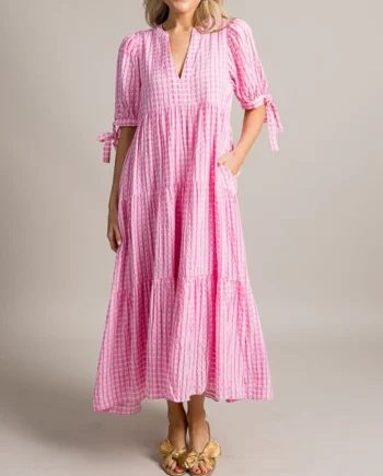 TONAL GINGHAM MIDI DRESS