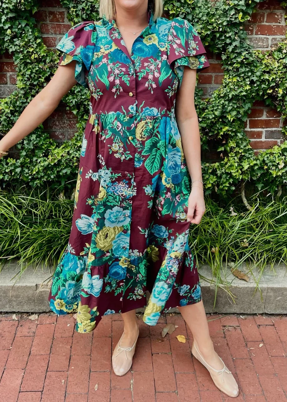 Oxblood Verdant Floral Alice Dress - Image 4
