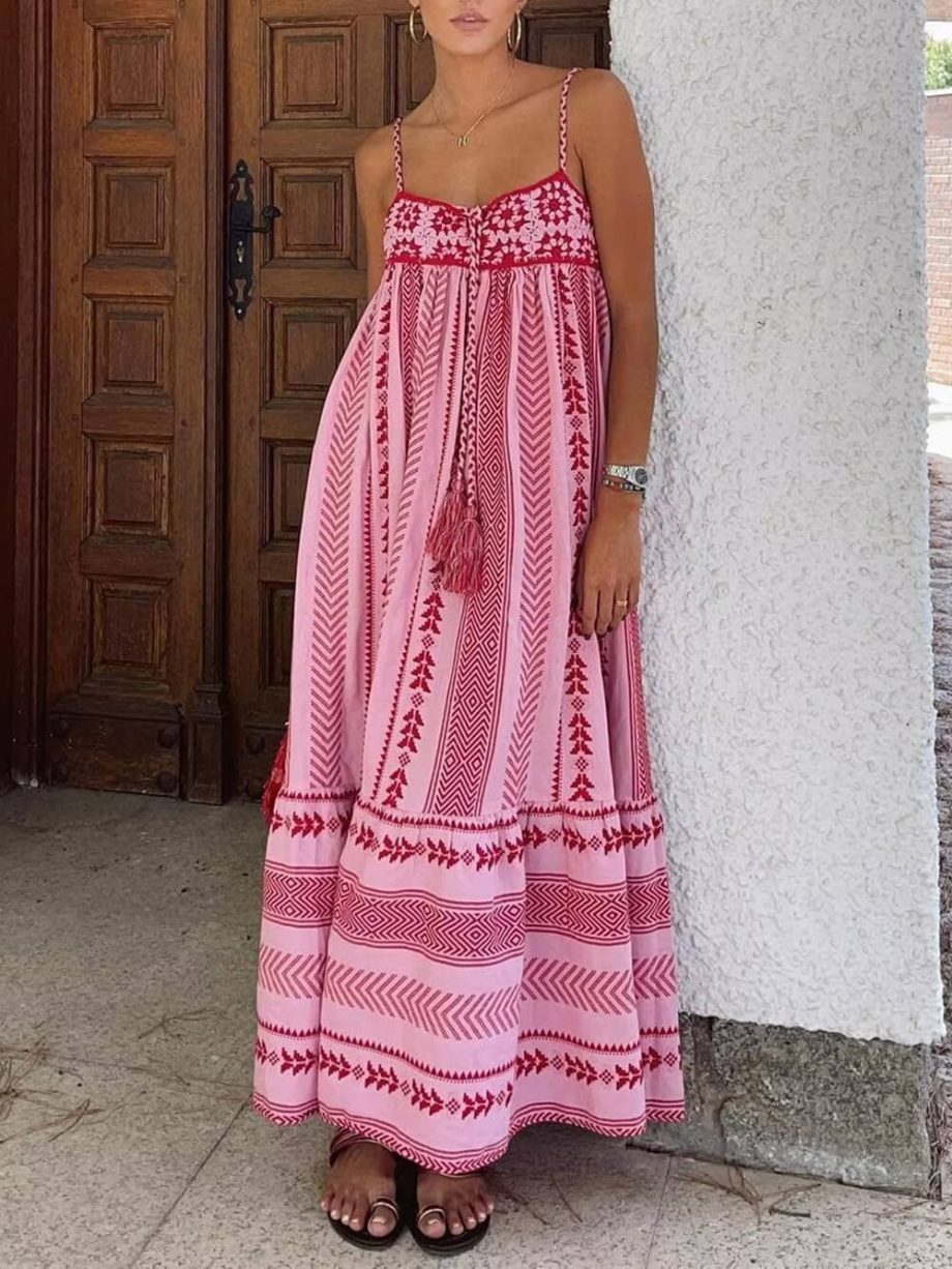 Ethnic Style Crochet Patchwork Knitted Slip Maxi Dress - Image 2