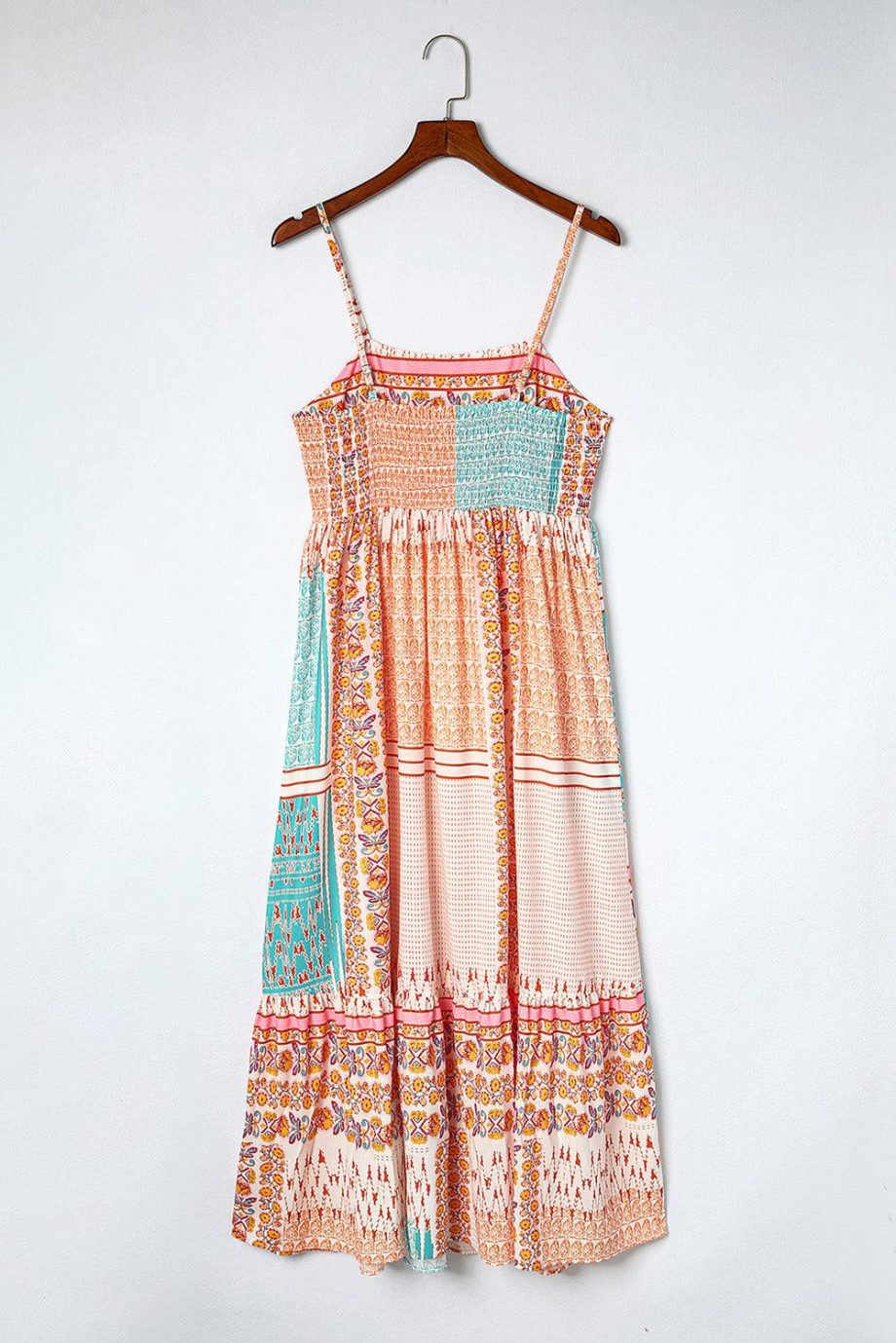 Multicolor Boho Patchwork Print Square Neck Sundress - Image 9