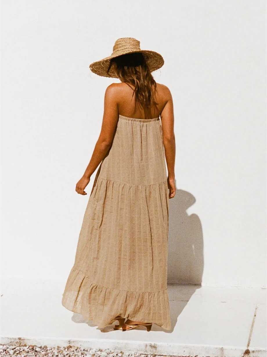 Drawstring Draped Holiday Style Dress - Image 5