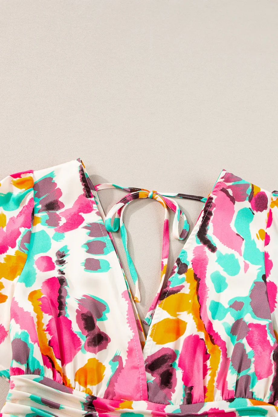 Pink Boho Tie-dye Print V Neck Maxi Dress - Image 16