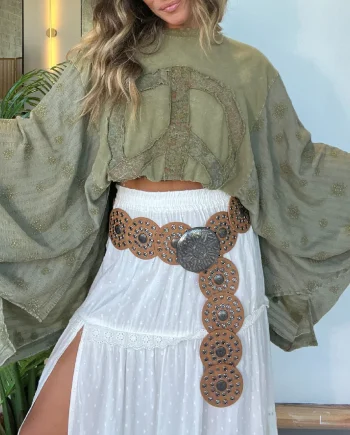 Peace Within Kimono Sleeve Tee Olive