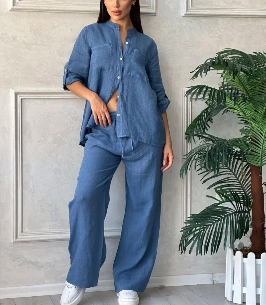 Women's Cotton & Linen Shirt Co-ord Set - Image 11